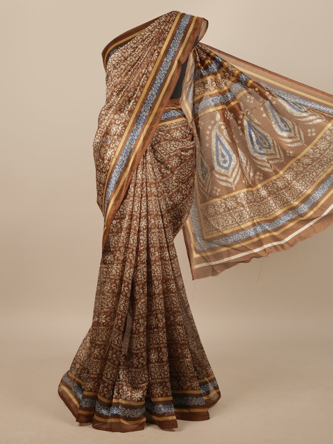 

Pothys Brown & Blue Floral Saree