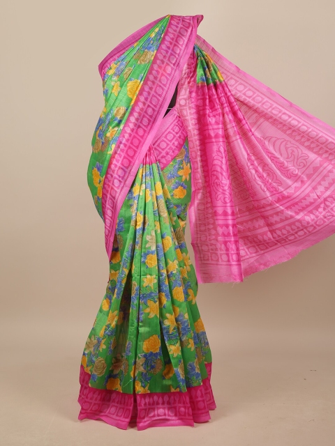 

Pothys Green & Pink Floral Saree
