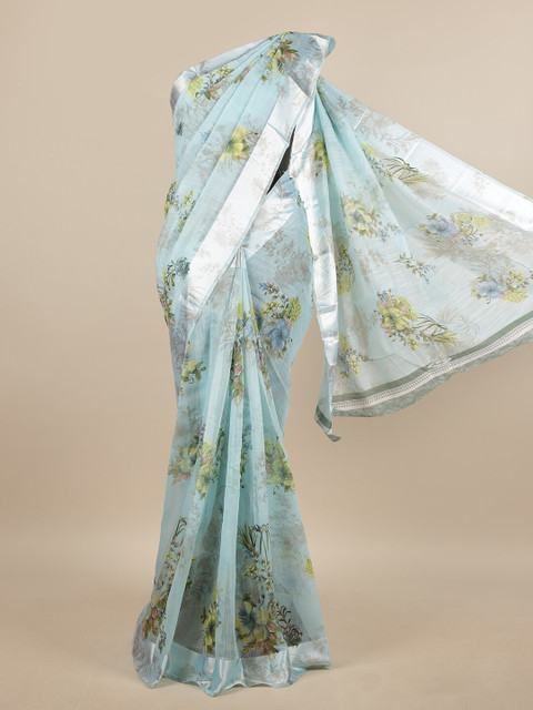 

Pothys Turquoise Blue & Pink Floral Saree