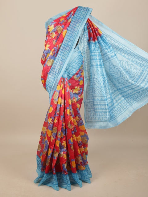 

Pothys Red & Blue Floral Saree