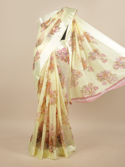

Pothys Yellow & Pink Floral Saree