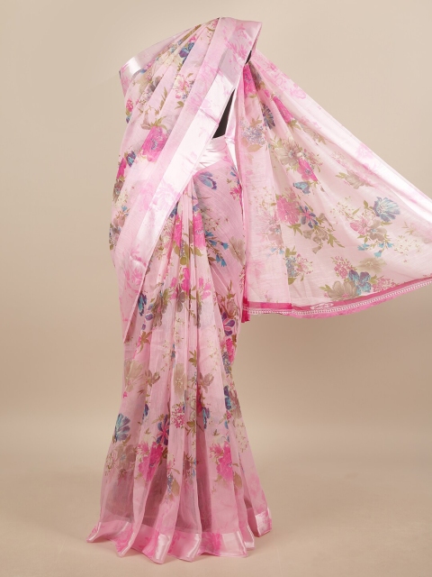 

Pothys Pink & Green Floral Saree