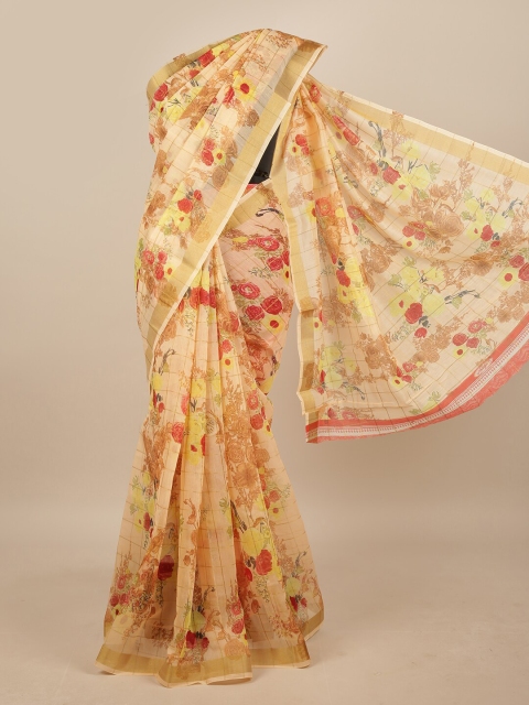 

Pothys Beige & Red Floral Saree