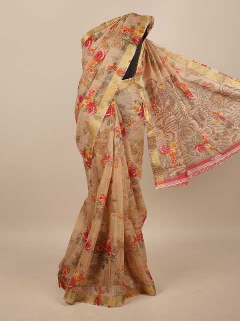 

Pothys Brown & Red Floral Saree