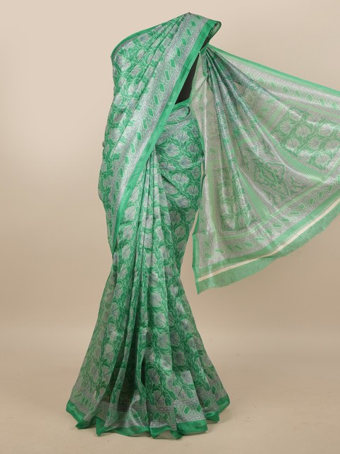 

Pothys Green & Grey Floral Saree