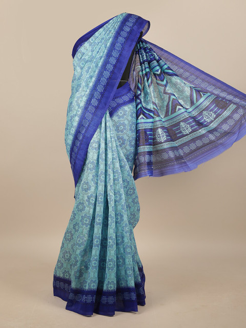 

Pothys Blue & Turquoise Blue Floral Saree