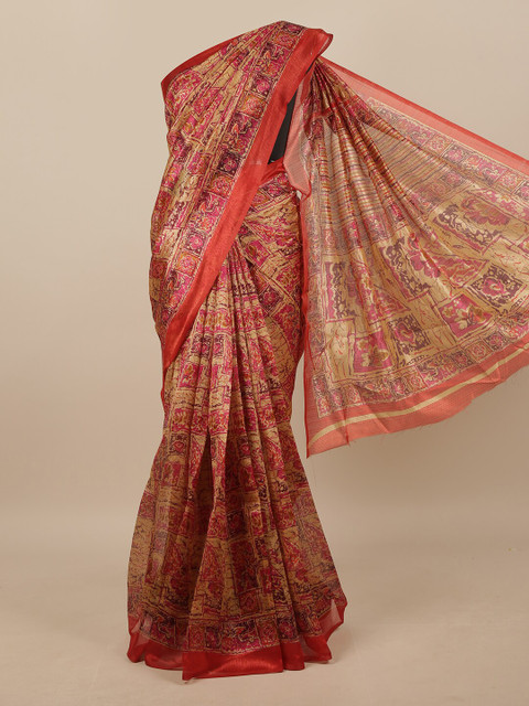 

Pothys Pink & Beige Cotton Blend Floral Printed Saree
