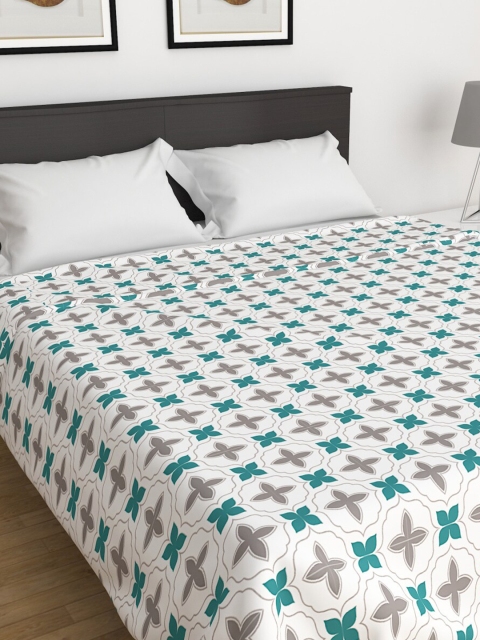 

Home Centre Teal & Grey Floral Printed Mild Winter 150 GSM Double Bed Blanket