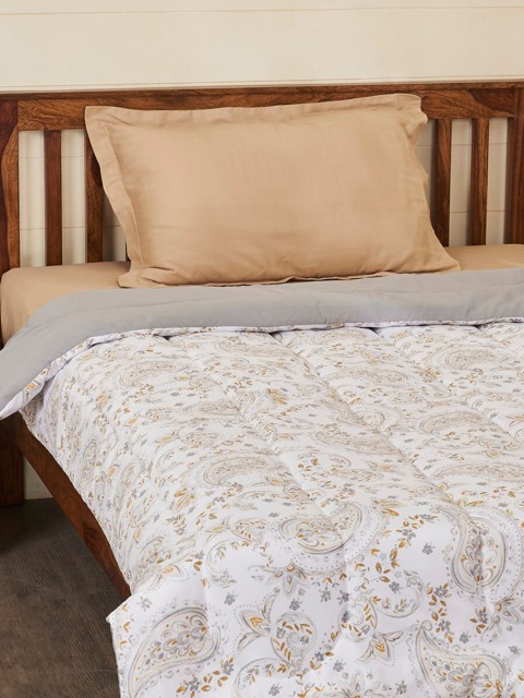 

Home Centre White & Grey Floral Mild Winter 150 GSM Single Bed Comforter