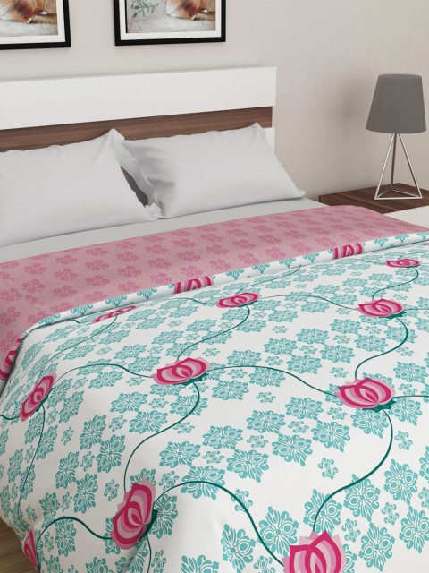 

Home Centre Teal & Pink Floral Printed Mild Winter 150 GSM Double Bed Comforter