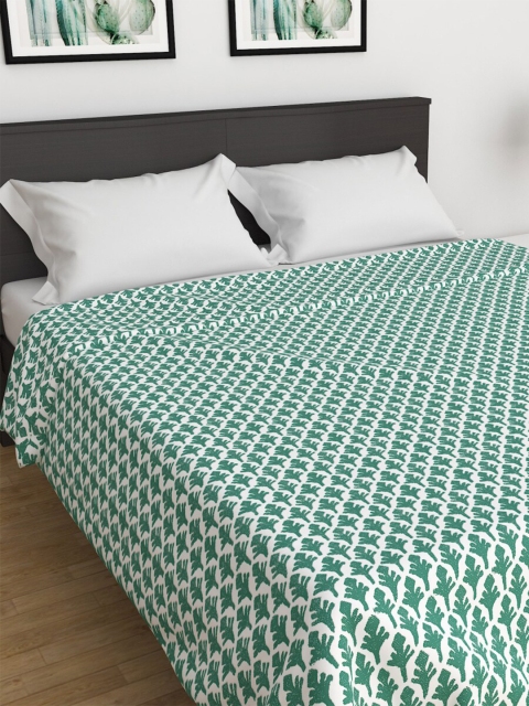 

Home Centre Teal & White Floral Printed Mild Winter 150 GSM Double Bed Dohar