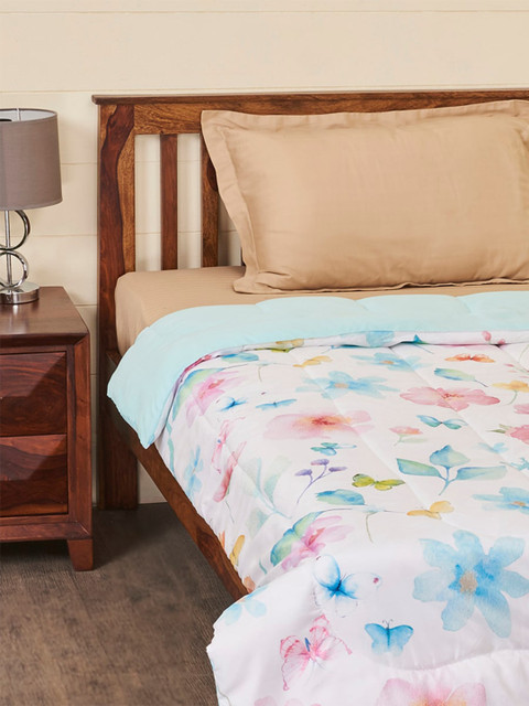 

Home Centre Sea Green & Multicoloured Floral Printed Mild Winter 150 GSM Single Bed Quilt
