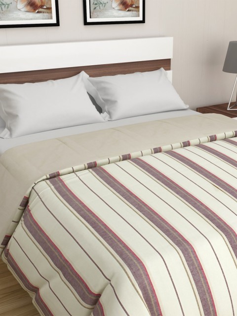 

Home Centre Beige & Purple Striped Mild Winter 150 GSM Double Bed Comforter