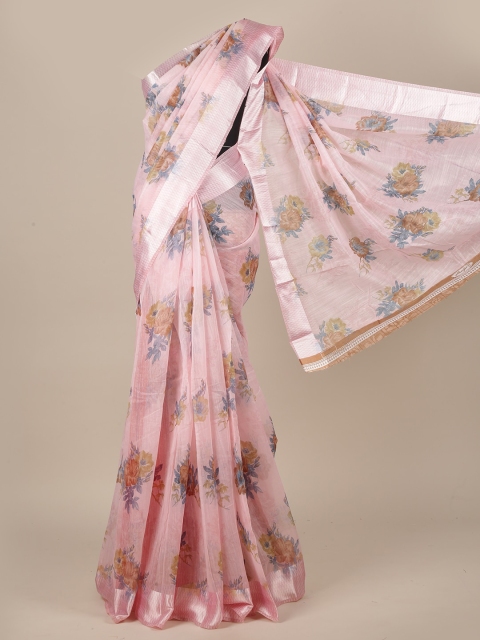 

Pothys Pink & Green Floral Saree