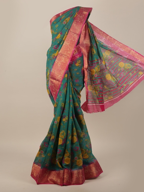 

Pothys Green & Yellow Floral Saree