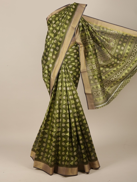 

Pothys Green & Gold-Toned Cotton Blend Saree