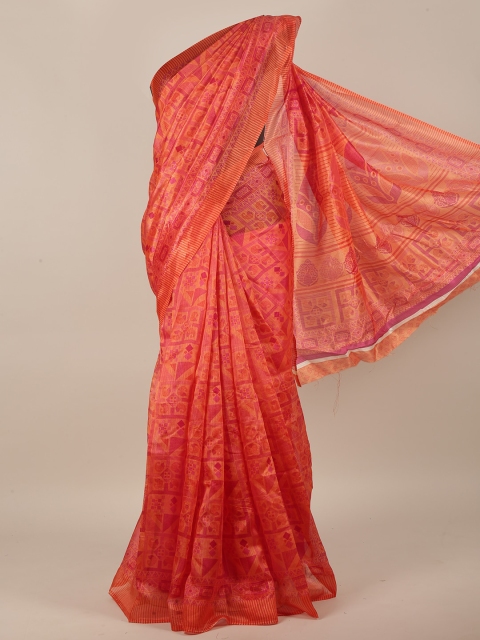 

Pothys Orange Woven Design Cotton Blend Saree