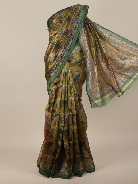 

Pothys Green & Blue Floral Saree