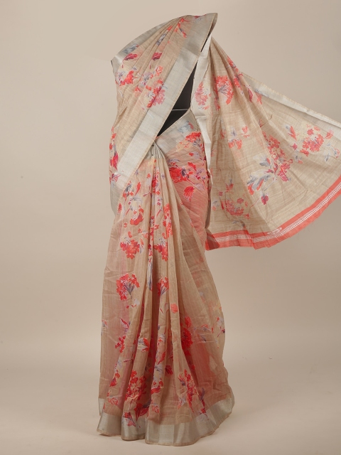 

Pothys Beige Floral Cotton Blend Saree