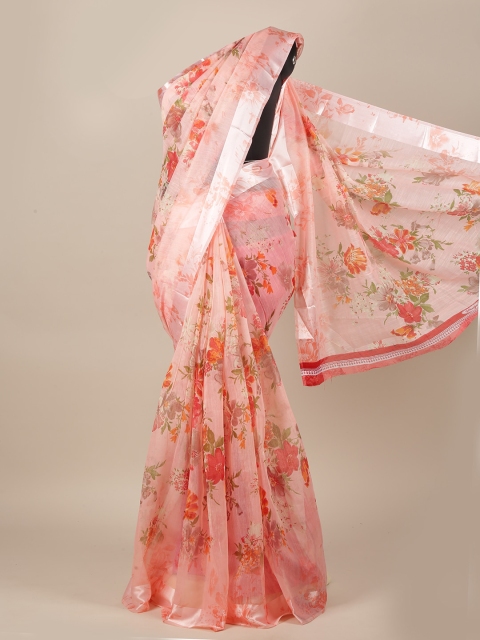 

Pothys Pink Floral Cotton Blend Saree