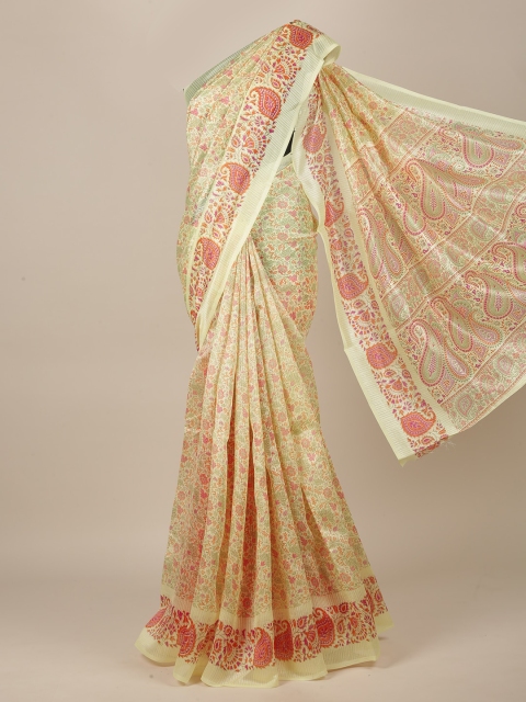 

Pothys Yellow Cotton Blend Saree