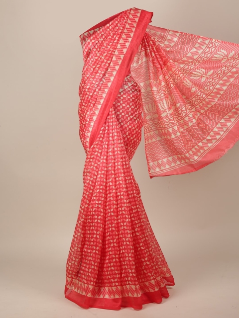 

Pothys Red & White Cotton Blend Saree