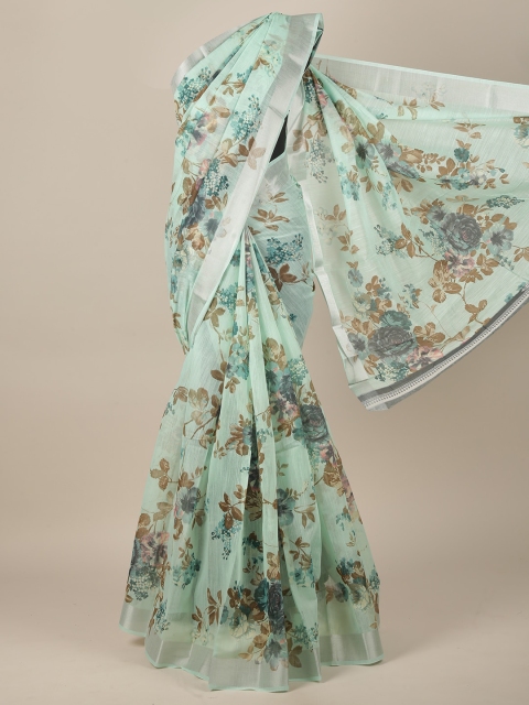 

Pothys Green Cotton Blend Floral Saree