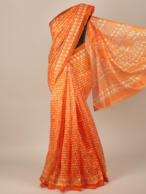 

Pothys Orange & Off White Cotton Blend Saree