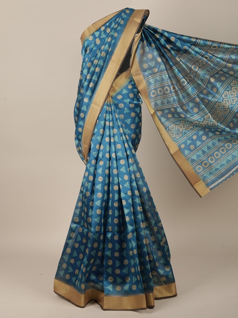 

Pothys Blue & Beige Cotton Blend Saree