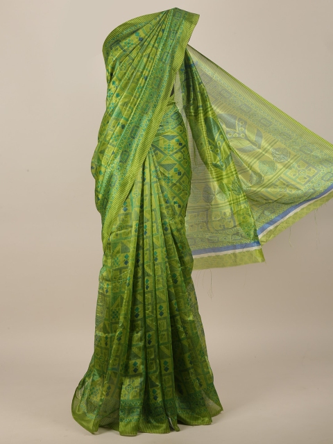 

Pothys Women Green Printed Cotton Blend Saree