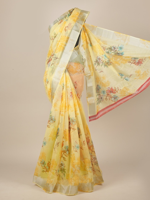 

Pothys Women Yellow Printed Cotton Blend Saree