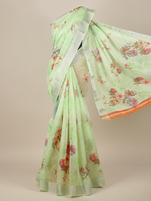 

Pothys Women Green Printed Cotton Blend Saree