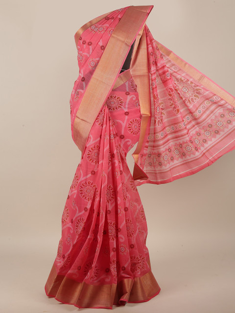 

Pothys Women Pink Printed Cotton Blend Saree
