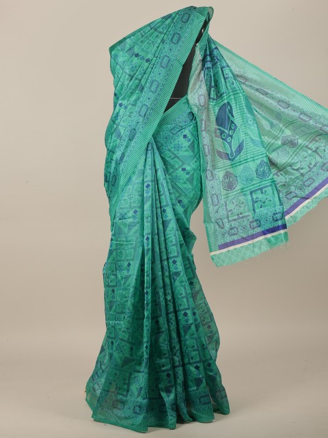 

Pothys Women Green Printed Cotton Blend Saree