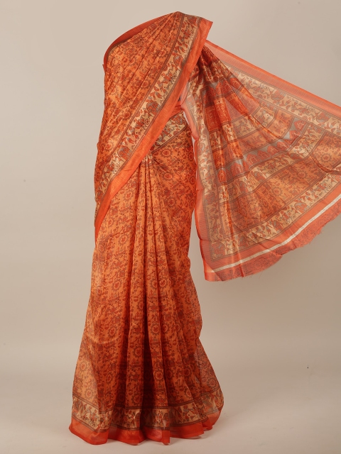 

Pothys Women Orange Printed Cotton Blend Saree