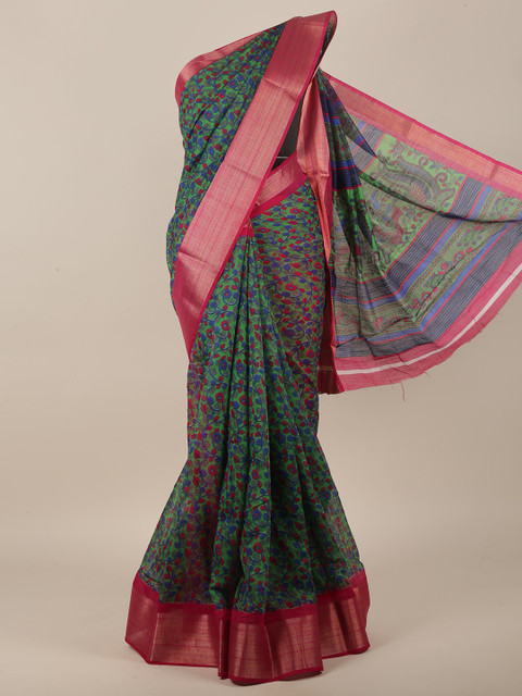 

Pothys Women Green Printed Cotton Blend Saree