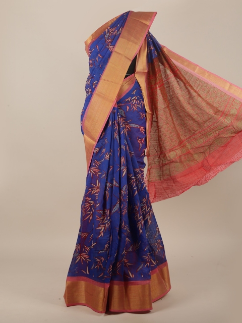 

Pothys Women Blue Printed Cotton Blend Saree