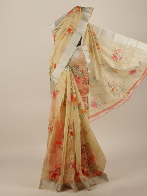 

Pothys Women Cream Printed Cotton Blend Saree