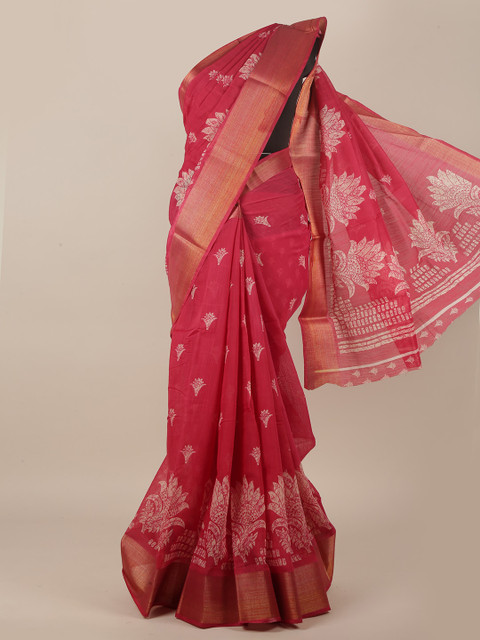 

Pothys Women Pink Printed Cotton Blend Saree