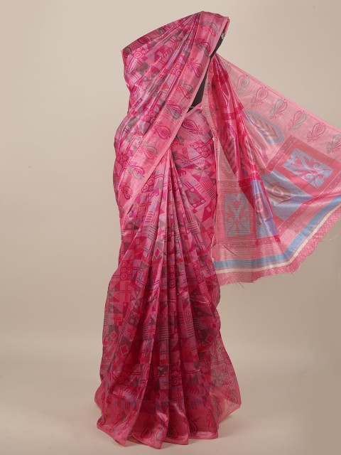 

Pothys Women Pink Printed Cotton Blend Saree