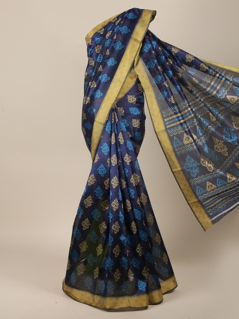 

Pothys Women Blue Printed Cotton Blend Saree