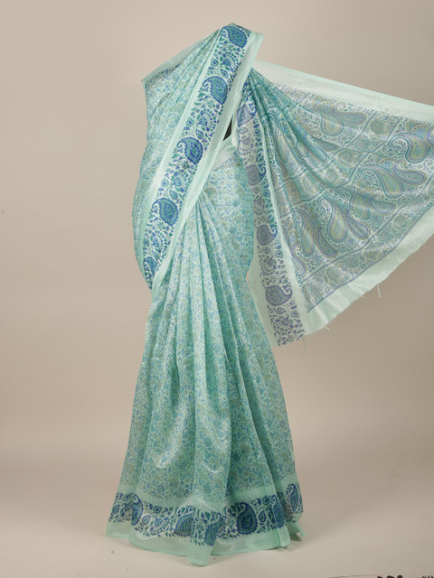 

Pothys Women Green Printed Cotton Blend Saree