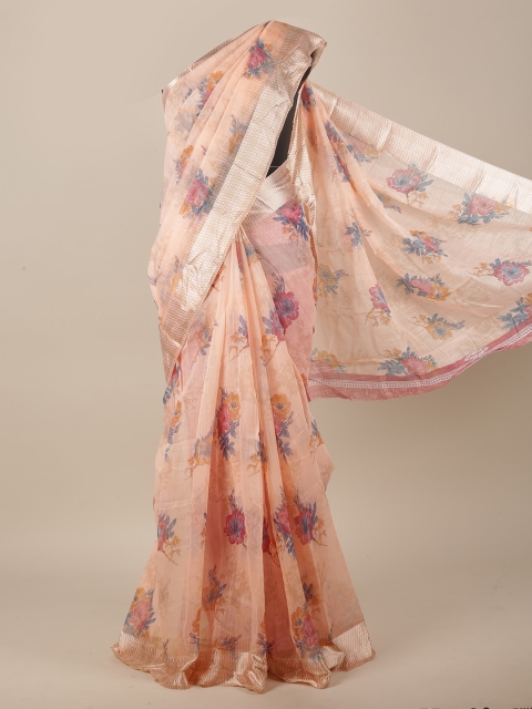 

Pothys Women Peach Printed Cotton Blend Saree