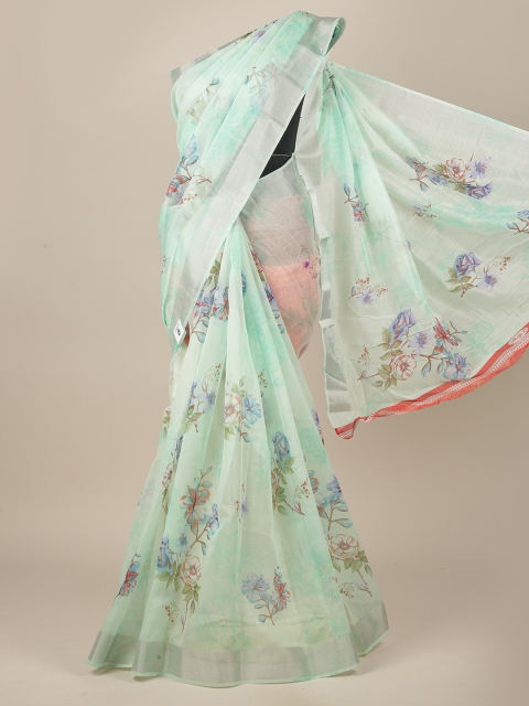 

Pothys Women Green Printed Cotton Blend Saree