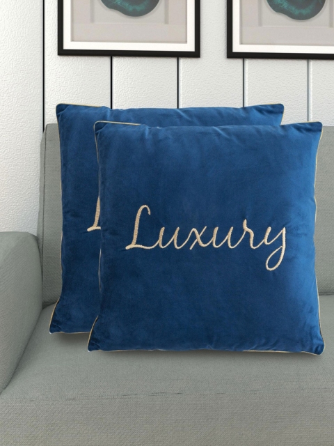 

Home Centre Blue Set Of 2 Blue Embroidered Square Cushion Cover