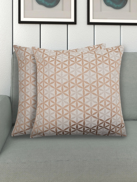 

Home Centre Set of 2 Assorted Geometric Woven Designed Square Cushion Covers