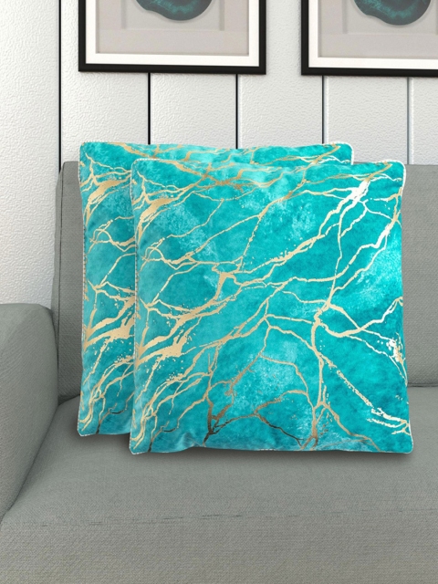 

Home Centre Set of 2 Blue Abstract Printed Square Cushion Covers
