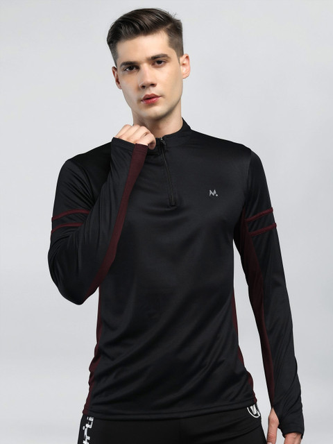 

Maniac Men Black High Neck Pockets Slim Fit T-shirt