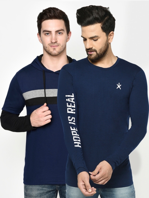 

ELEGANCE Men Pack Of 2 T-shirts, Navy blue