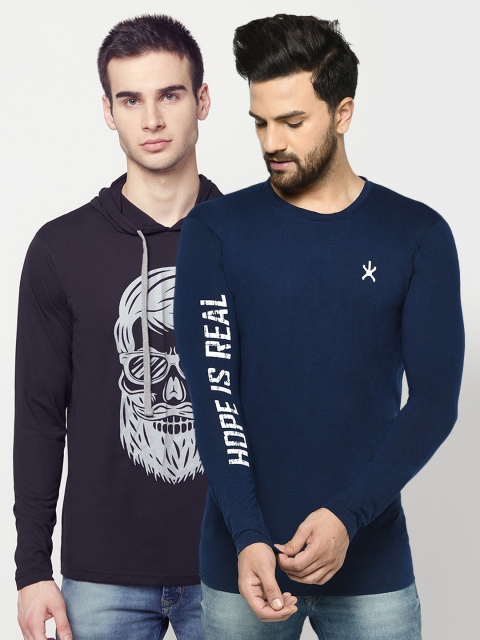 

ELEGANCE Men Pack Of 2 T-shirts, Navy blue